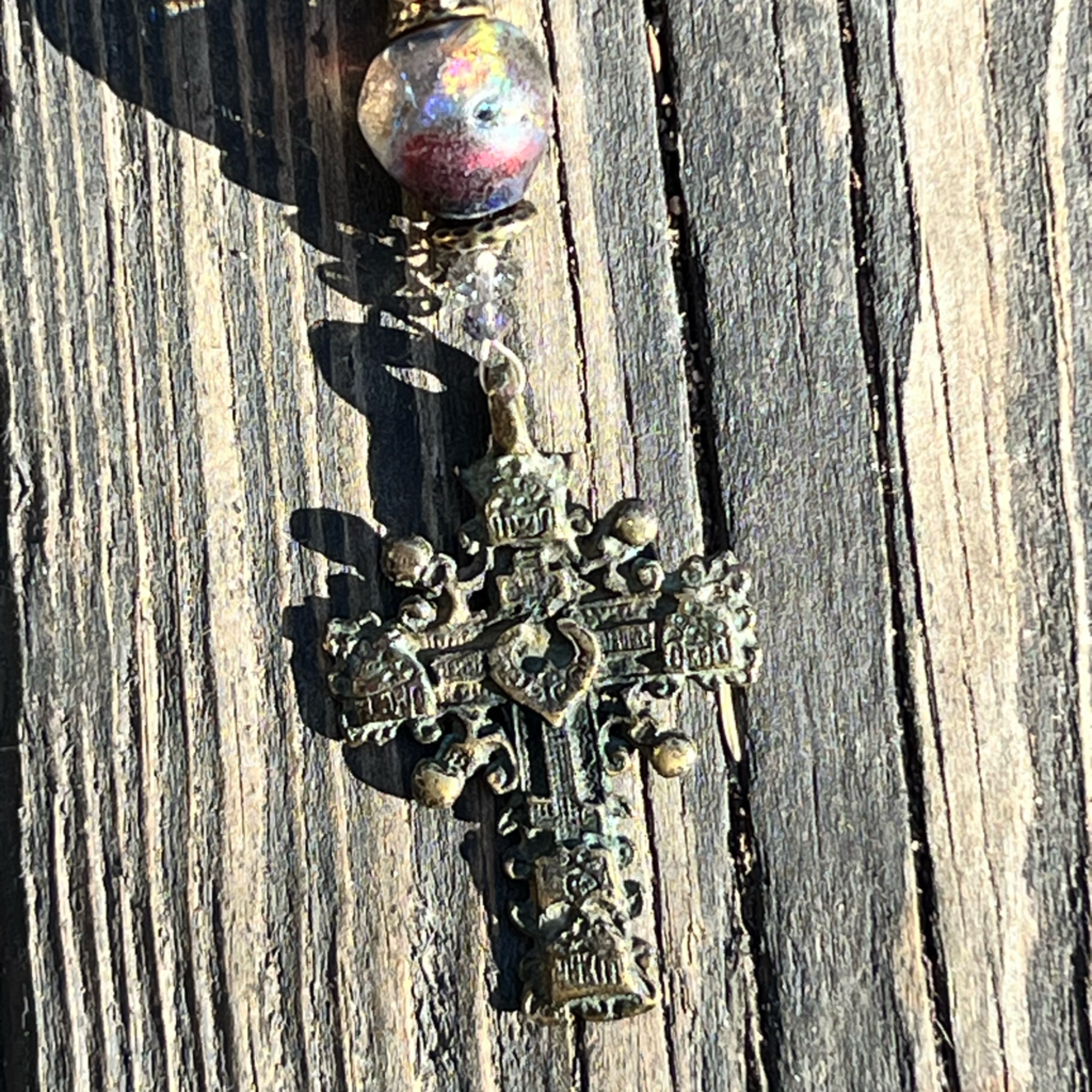 Ooak Vintage Beaded Cross Pendant Necklace By Susan Ray, Jewelry Designer/Author